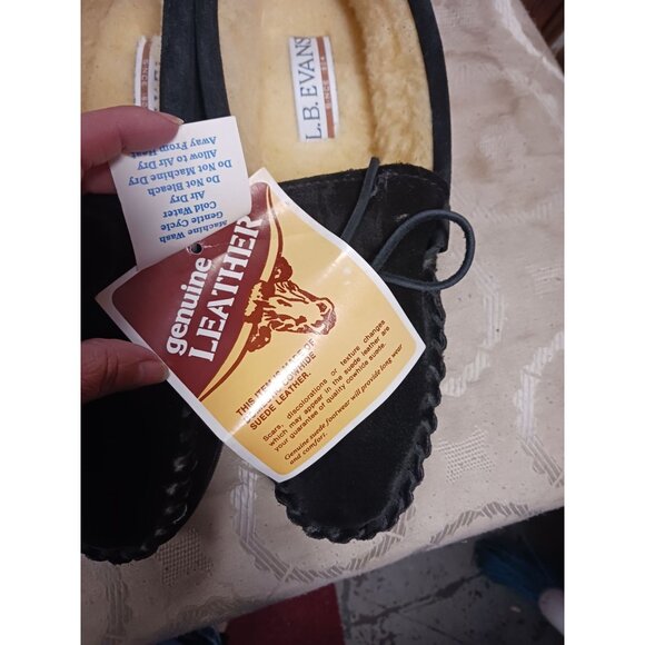 LB Evans Men's Slip On Fur Lined Leather Slippers size 10 NEW - Picture 3 of 4